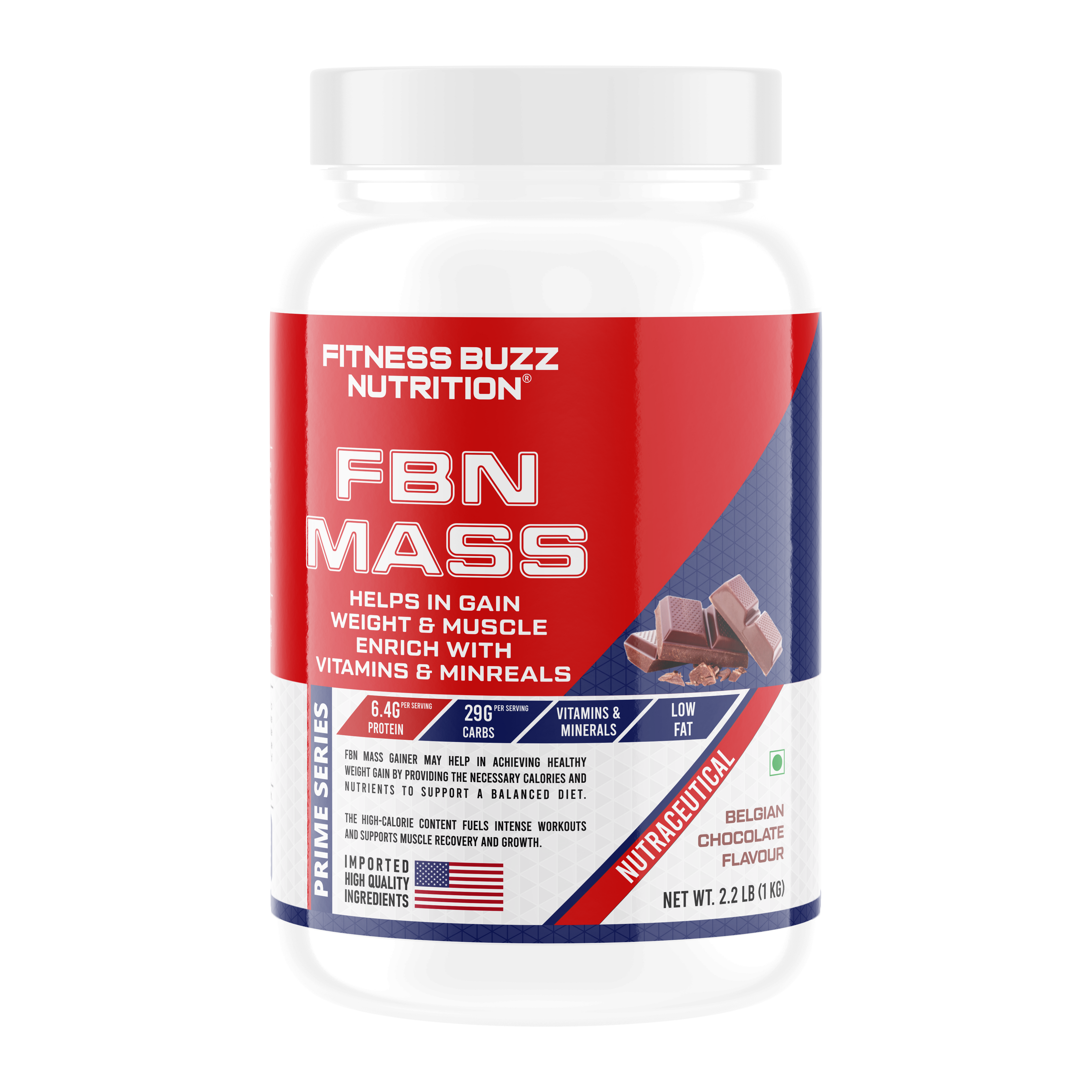 FBN Mass Gainer – Belgian Chocolate Flavour | 1 kg (2.2 lb) | 25 Servings