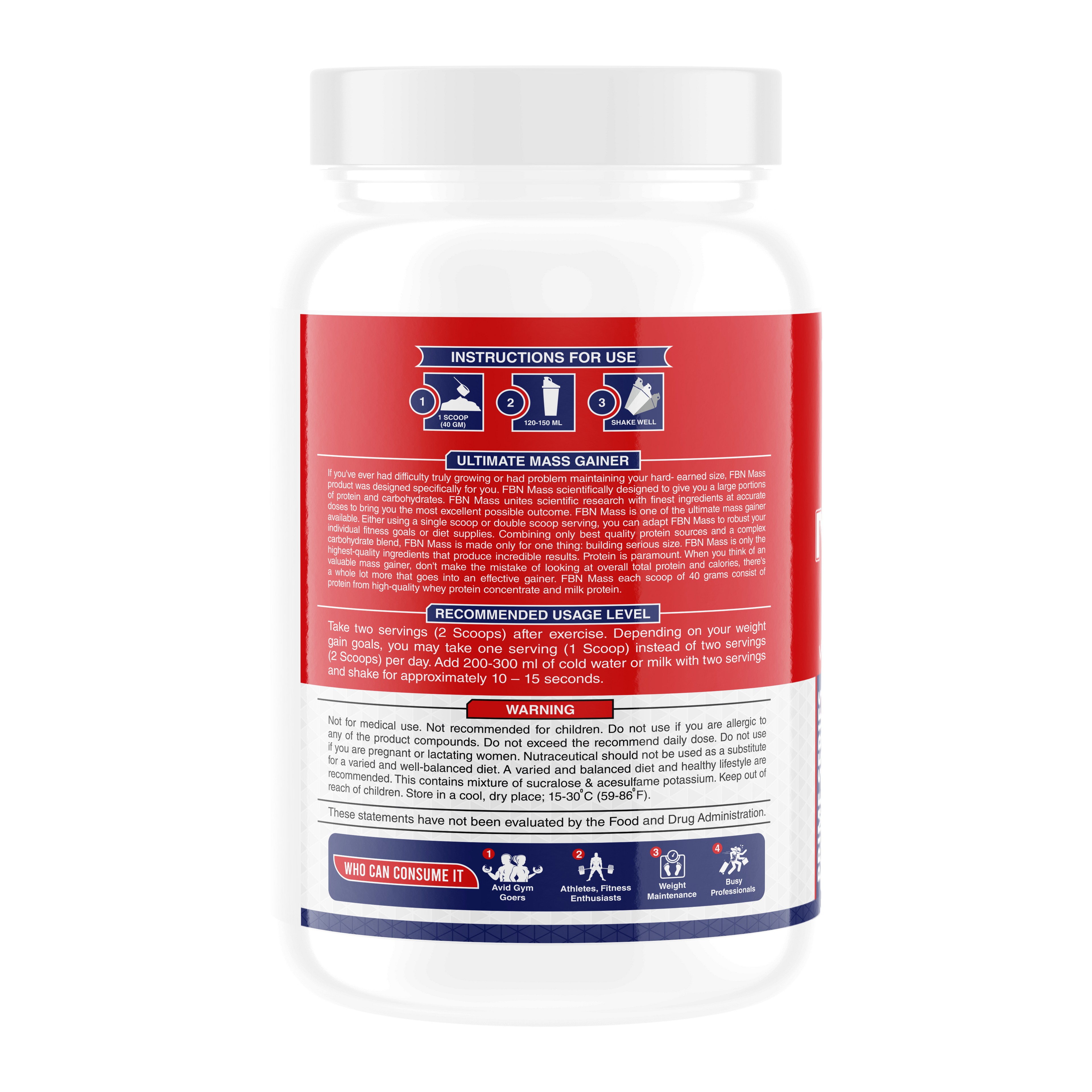 FBN Mass Gainer – Belgian Chocolate Flavour | 1 kg (2.2 lb) | 25 Servings