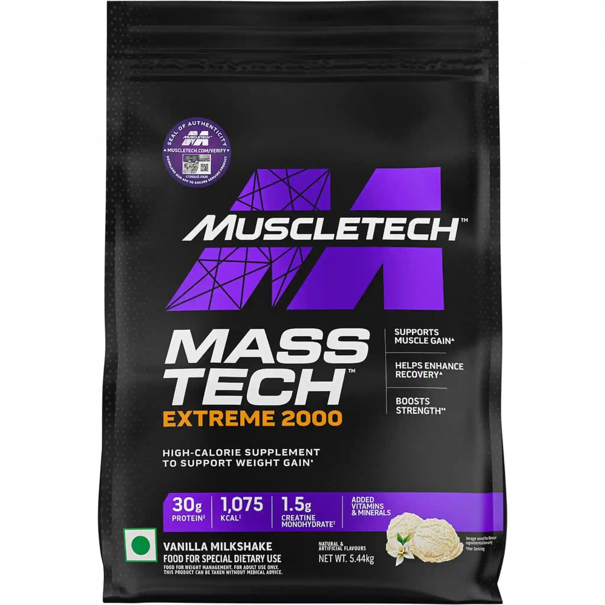 Buy MuscleTech MassTech Extreme 2000 Veg Mass Gainer Triple Chocolate Brownie 3kg. 30g protein, 1075 kcal & 1.5g creatine. Vegetarian. 10 servings