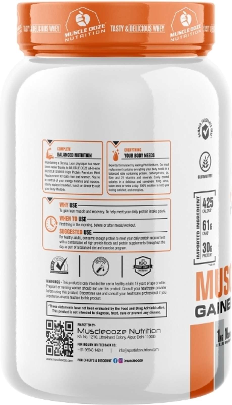 Muscle Ooze Nutrition Muscle Gainer – Malai Kulfi Flavour | 1 kg | 10 Servings